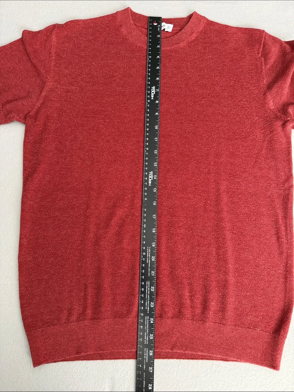 Men's MNG Crewneck Short-Sleeve Fine Waffle Knit  Brick Red Size Medium